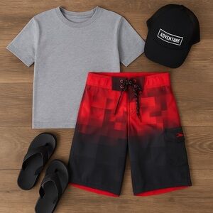 Speedo Red and Black Boys Swim Trunks Size XL 18 20